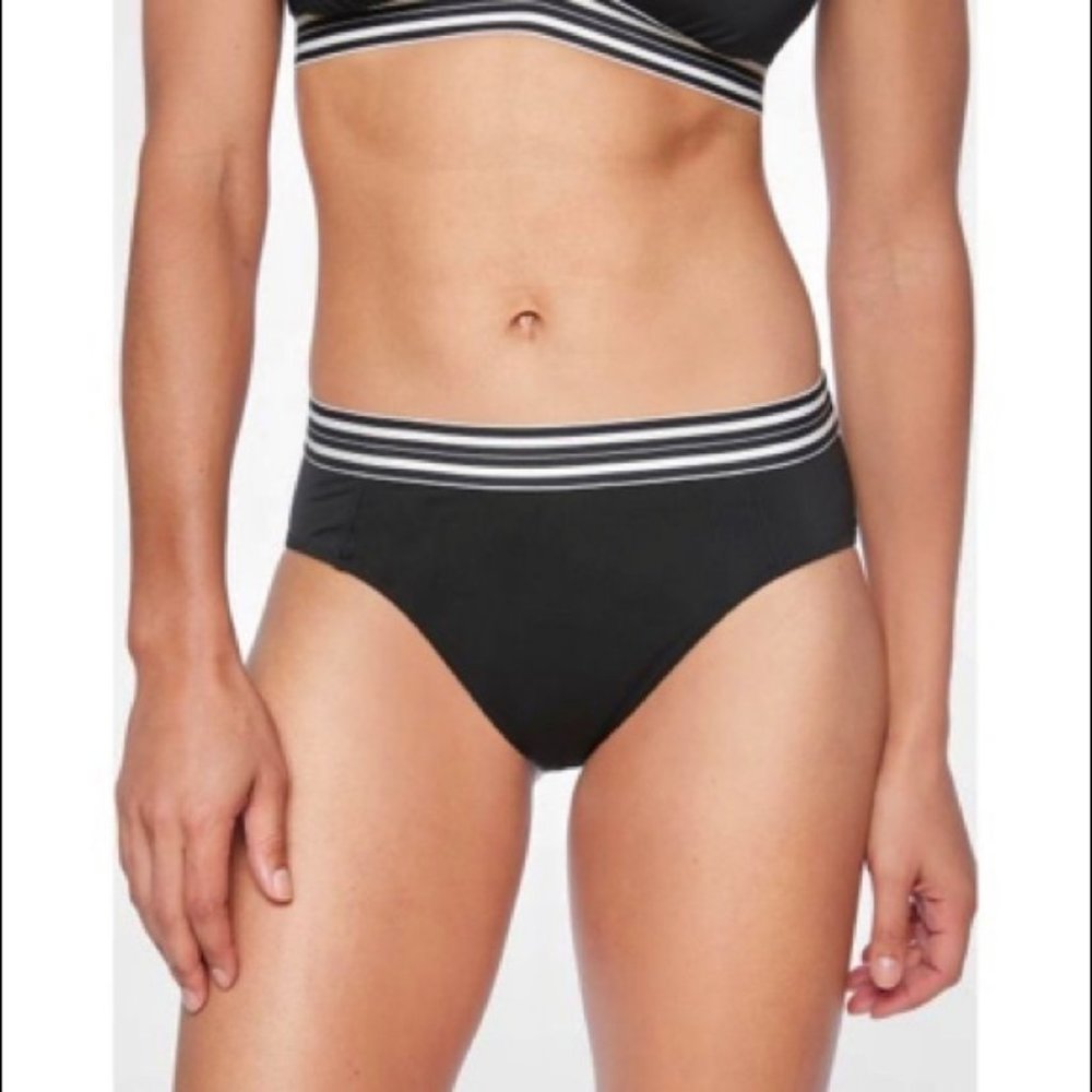 NEW Athleta Gold Coast Black Banded Bikini Bottom